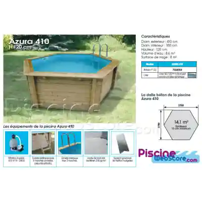 Piscine bois Ubbink Azura 4,10 x h1,20m + bâche à bulles offerte