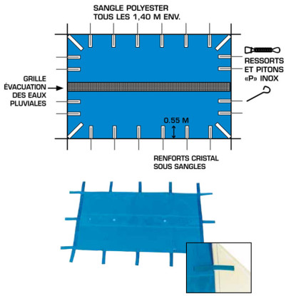 Bâche hiver de sécurité opaque Cos Plus Safe pour piscine