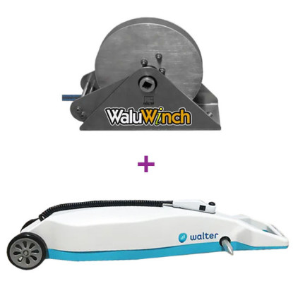 Pack enrouleur motorisé RollPower + Dérouleur Walu Winch pour bâche à barres