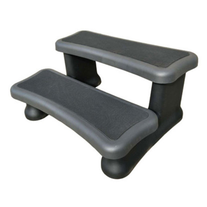 Escalier 2 marches noir pour spa avec revêtement anti-dérapant