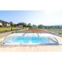 Abri de piscine télescopique très bas Alto 6,42 x 3,30 x h0,76m