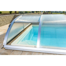 Abri de piscine télescopique très bas Alto 6,42 x 3,30 x h0,76m