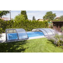 Abri de piscine télescopique très bas Alto 6,42 x 3,90 x h0,80m