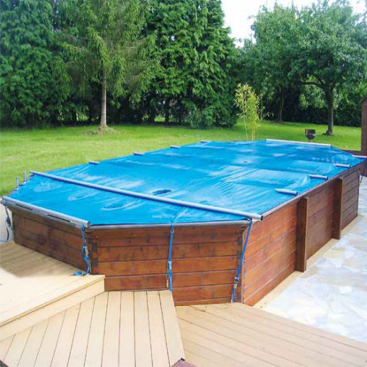 Bâche à barres piscine Securit Pool Hors Sol Woody bleu opaque