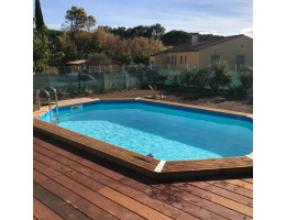 Piscine bois octogonale allongée Ubbink Caraïbes 4,85 x 3,55 x h1,20 m