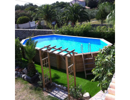Piscine bois octogonale allongée Ubbink Caraïbes 4,85 x 3,55 x h1,20 m