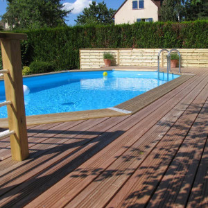 Piscine bois octogonale allongée Ubbink Caraïbes 4,85 x 3,55 x h1,20 m