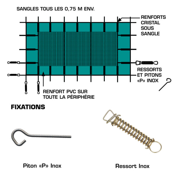 Bâche de sécurité et hivernage 550gr 410cm NF P 90-308, vente au meilleur  prix