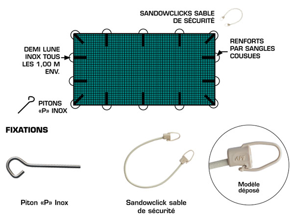 Bâche hiver de sécurité filet Ménuires Safe pour piscine
