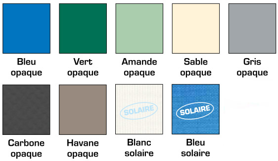 Coloris de la bâche