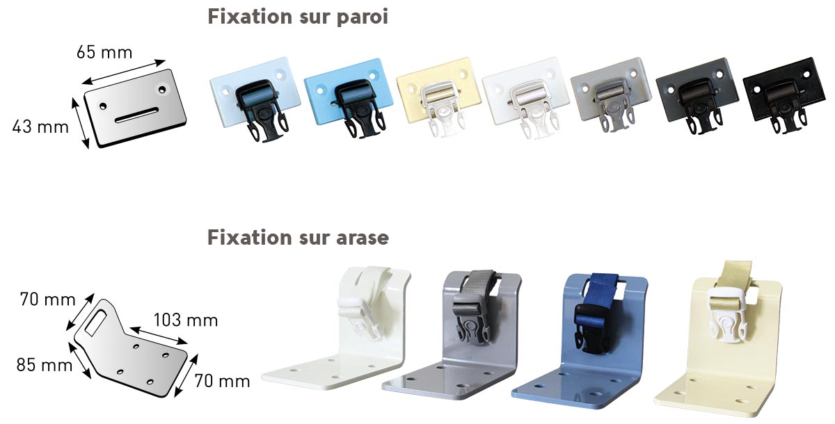 Pontets de fixation sur paroi ou sur arase en option