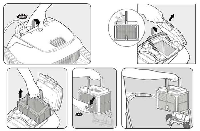 Entretien facile de la cartouche filtrante du robot Dolphin E20
