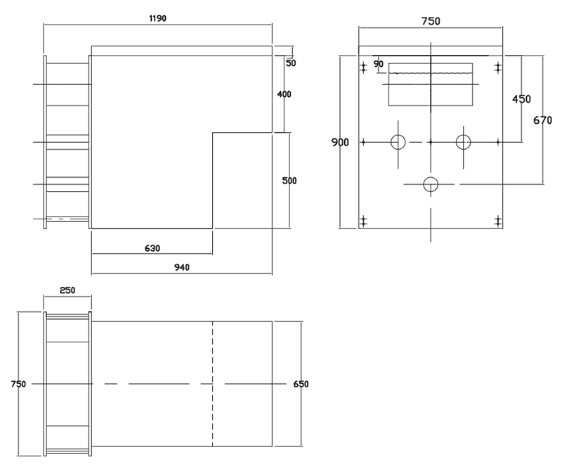 Dimensions du mur filtrant GS14 Filtrinov