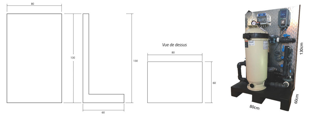 Dimensions de la palette de filtration Filtrinov Quick Filtre