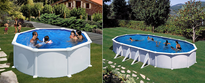 Piscine hors sol acier ovale ATLANTIS avec renforts apparents