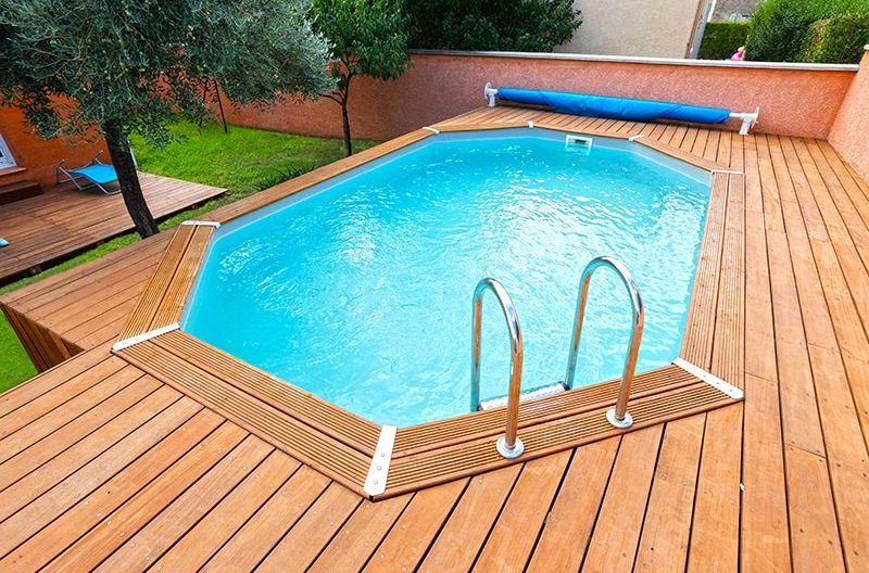 Bâche d'hivernage octogonale pour piscine Azura Ubbink de 5,5 x 3,55 m