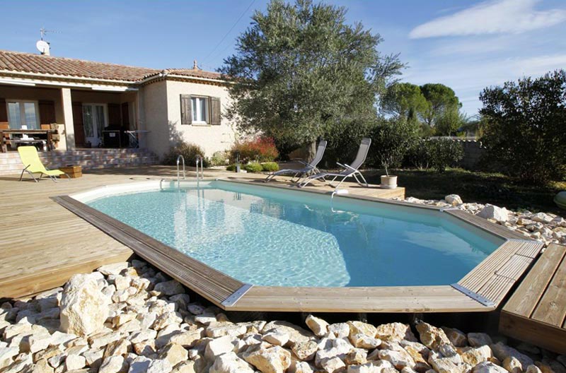 Piscine bois octogonale allongée Azura 610 x 400 x 120 cm Ubbink